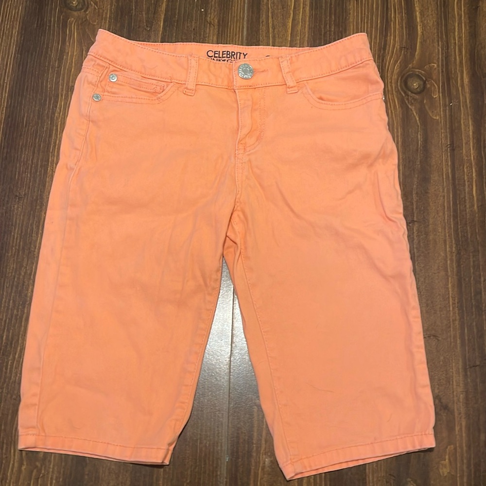 Youth 14 coral Jean shorts knee length